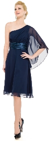 Main image of One Shoulder Flutter Sleeve Knee Length Party Dress