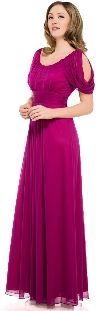 Main image of U-Neck Empire Cut Long Formal Dress With Hanging Sleeves