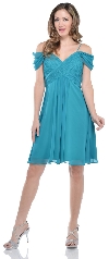 Main image of A-Line Short Party Dress with Off-Shoulder Sleeves