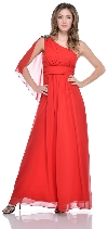 Main image of One Shoulder Long Formal Dress with Sash at back