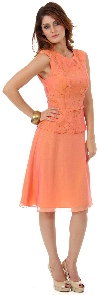 Main image of Two Tone Knee Length Bridesmaid Party Dress with 