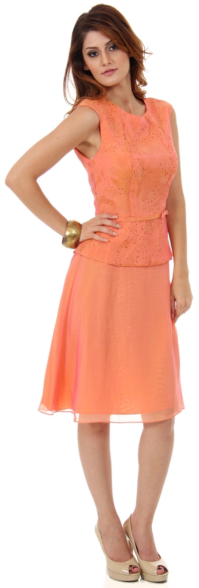 Two Tone Knee Length Bridesmaid Party Dress with
