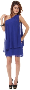 Roman Inspired One Shoulder Draped Cocktail Party Dress  in an alternative picture
