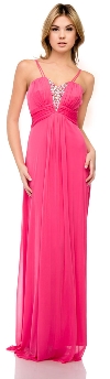 Main image of Double Spaghetti Straps Long Formal Dress with Jewels