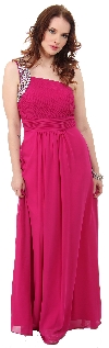 Main image of Bejeweled One Shoulder Long Formal Bridesmaid Dress