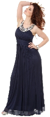 Pearls U-Neck Ruched Long Formal Bridesmaid Dress  in alternative picture