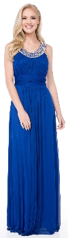 Main image of Pearls U-Neck Ruched Long Formal Bridesmaid Dress 