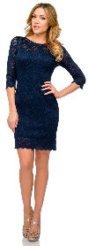 Floral Pattern Lace Short Party Dress with 3/4 Sleeves in an alternative picture