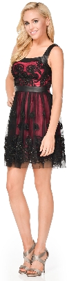Main image of Rosette Pattern Short Formal Party Dress in Mesh