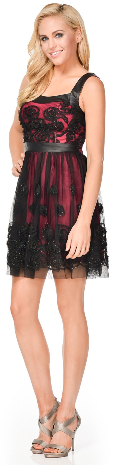Rosette Pattern Short Formal Party Dress in Mesh