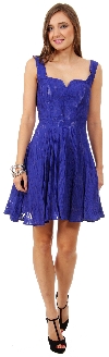 Broad Straps Fit & Flare Short Bridesmaid Party Dress in Royal Blue