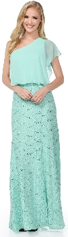 Main image of One Shoulder Top  Sequins Lace Skirt Formal Bridesmaid Dress