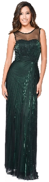 Main image of Sheer Neckline Metallic Long Formal Evening Dress
