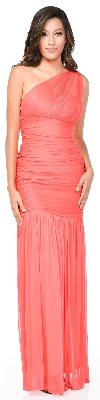 Main image of One Shoulder Shirred Mermaid Style Long Formal Prom Dress