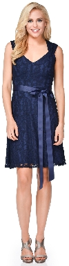 Main image of V-Neck Lace Short Formal Party Dress with Belt