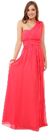 Main image of One Shoulder Long Formal Prom Dress with Floral Applique