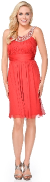 Main image of U-Neck Short Party Dress with Pearls & Diamond Accent