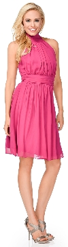 Main image of Halter Neck Short Party Dress with Neck Tie Closure