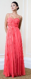 Main image of Pleated Bust Spaghetti Straps Long Formal Bridesmaid Dress