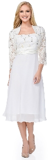 Main image of Lace Top Chiffon Skirt Formal MOB Dress with Bolero