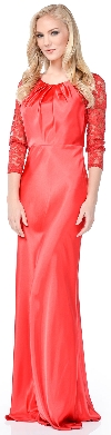 Main image of Satin & Lace Cutout Back Formal Bridesmaid Dress