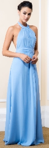 Main image of Halter Neck Long Formal Maxi Dress with Waist & Neck Tie