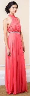 Main image of High Halter Neck Long Formal Bridesmaid Dress with Keyhole