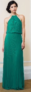 Main image of Pleated Halter Neck Blouson Top Long Formal Dress