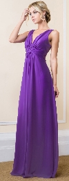 Main image of Deep V-Neck Ruched Bust Long Formal Bridesmaid Dress