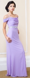 Main image of Off Shoulder Cowl Neck Long Bridesmaid Evening Dress
