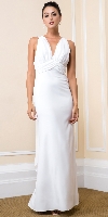 Main image of Deep V-Neck Lace Back Long Formal Bridesmaid Dress