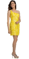 Main image of One Shoulder Two Tone Dress with Asymetical Hemline