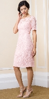 Main image of Boat Neck Half Sleeves Knee Length Lace Formal Evening Dress