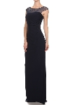 Cap Sleeve Mesh Top Formal Evening Dress with Rhinestones in an alternative image