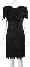 Main image of Sequin Beaded Leaf Print Cocktail Dress