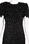 Sequin Beaded Leaf Print Cocktail Dress in closeup