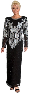 Main image of Multi Floral Handbeaded Formal Evening Dress