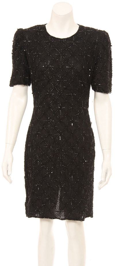 Flower Designed Fully Sequined Cocktail Dress