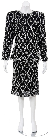 Main image of Flowing Lines Hand Beaded/Sequined Two Piece Dress