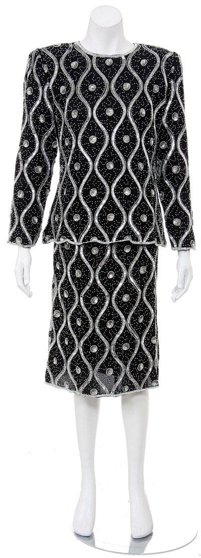 Flowing Lines Hand Beaded/Sequined Two Piece Dress
