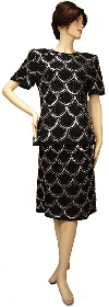Main image of Short Sleeves Knee Length Two Piece Formal Sequined Dress