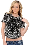 Main image of Short Sleeved Net Top with Silver Petal Sequins