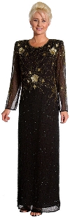 Main image of Floral Beaded Long Formal Dress