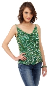 Main image of Spaghetti Straps Cowl Neck Pull Over Beaded Blouse