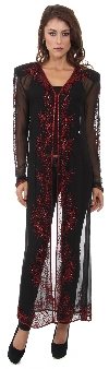 Main image of V-Neck Full Sleeves Beaded Long Sheer Jacket 