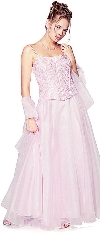 Main image of A-Line Spaghetti and Lace Formal Prom Dress