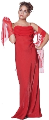 Valance Style Flared Long Formal Dress in Red color