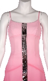 Asymmetrical Shimmering Party Dress in Baby Pink closeup