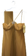 Ruched Ombre Grecian Style Formal Bridesmaid Dress in Gold color