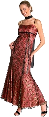 Empire Style Floral Lace Dress in Black/Pink color